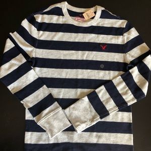 American Eagle | Mens XS Navy Grey Stripe Thermal